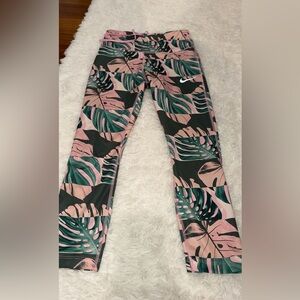 Nike Pink & Green Tropical Print Leggings